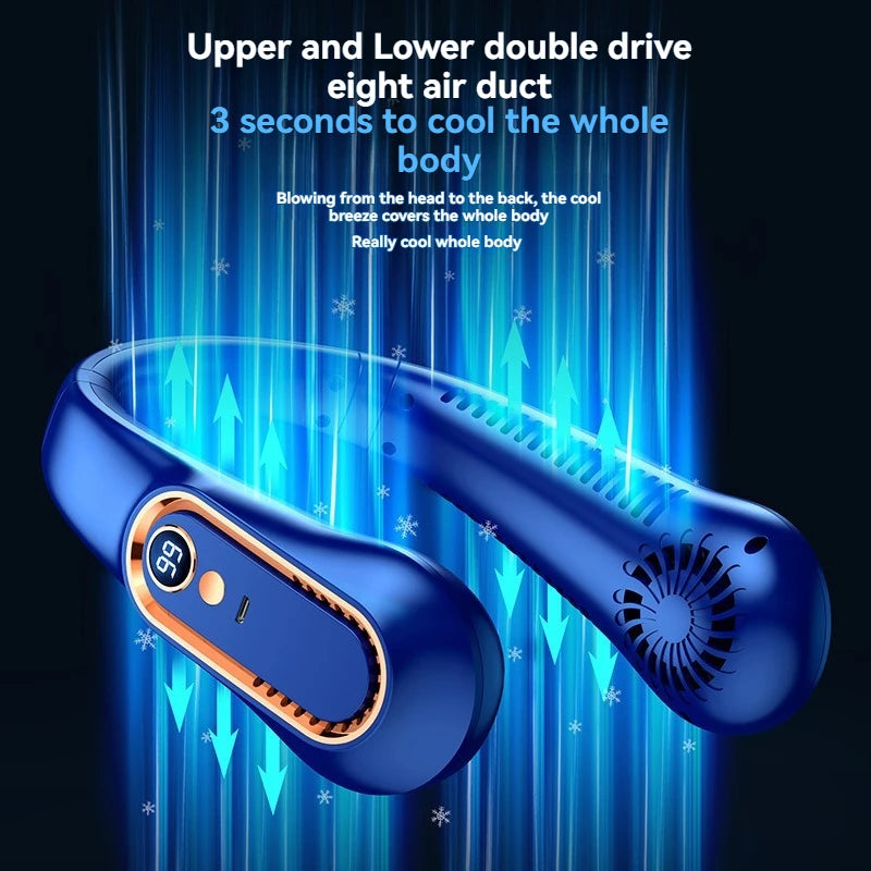 Portable Neck Bladeless Fan - USB Rechargeable & Silent
