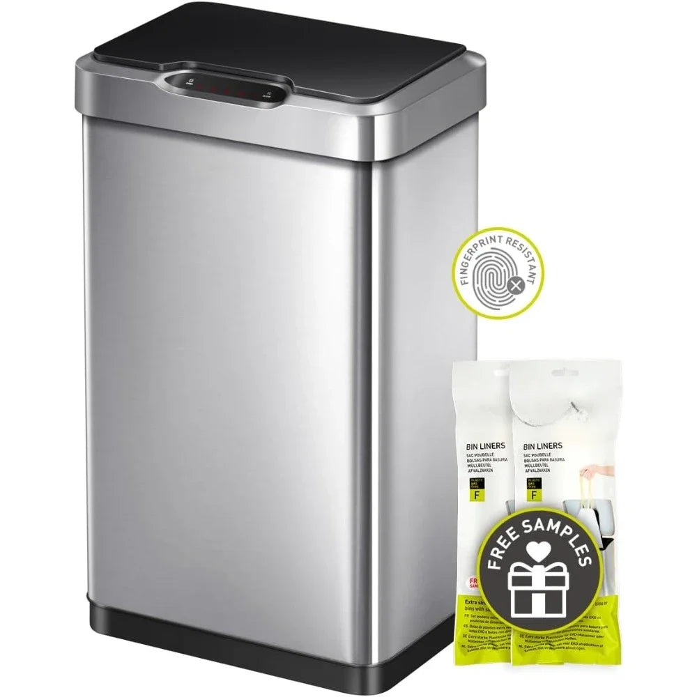 Touchless Motion Sensor Trash Can 50L Stainless Steel