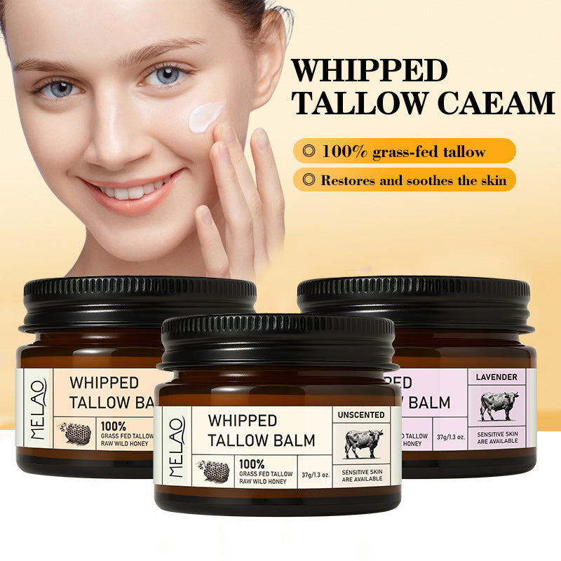Melao Whipped Tallow Balm, Unscented/Citrus, 72-Hour Moisture Lock, Skin Barrier Repair, 37g