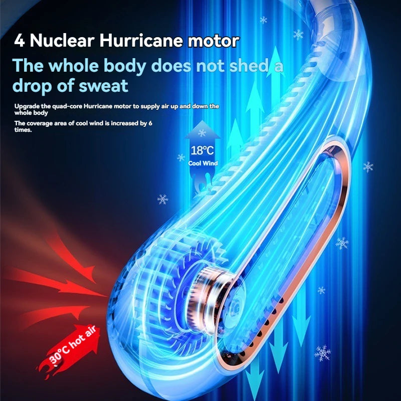 Portable Neck Bladeless Fan - USB Rechargeable & Silent