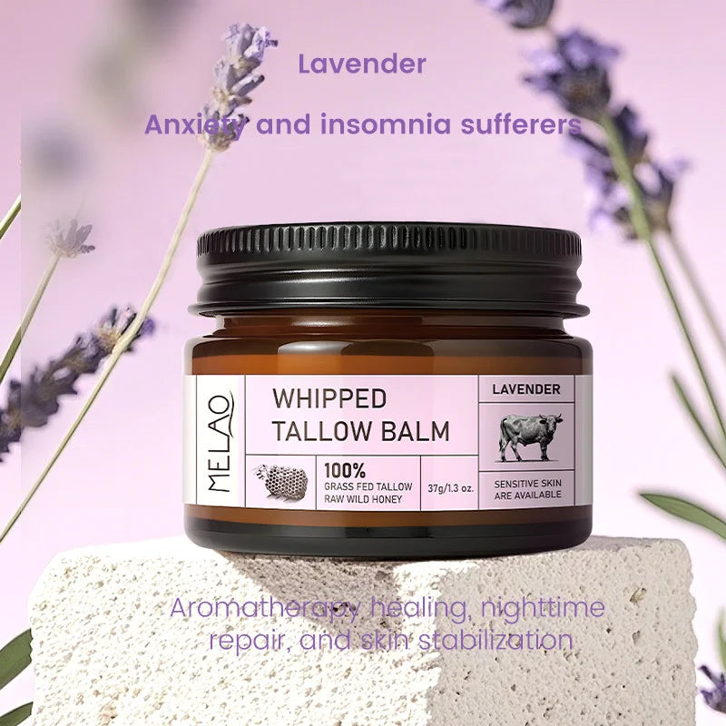 Melao Whipped Tallow Balm, Unscented/Citrus, 72-Hour Moisture Lock, Skin Barrier Repair, 37g