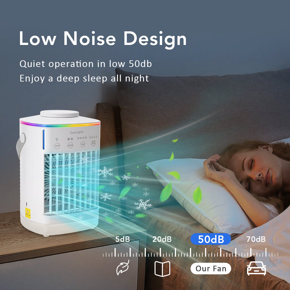 Desktop Air Cooler: LED Night Light & Portable Humidifier