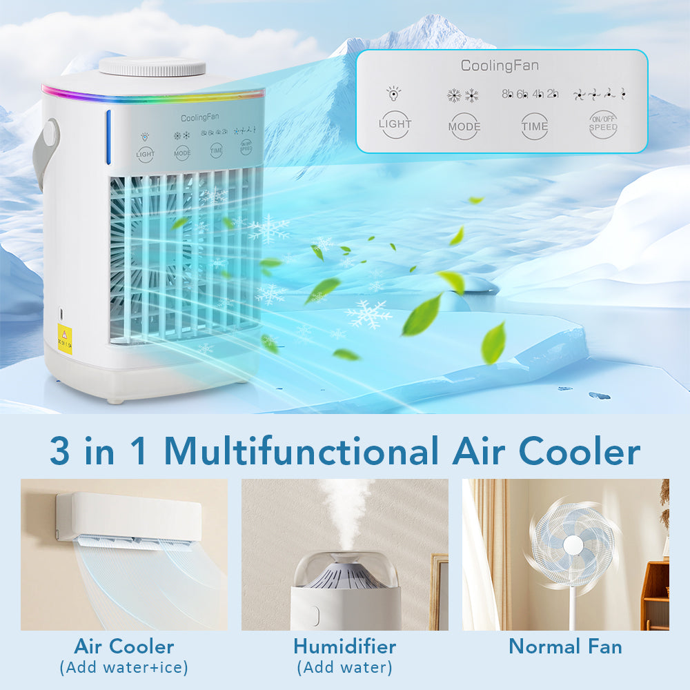 Desktop Air Cooler: LED Night Light & Portable Humidifier