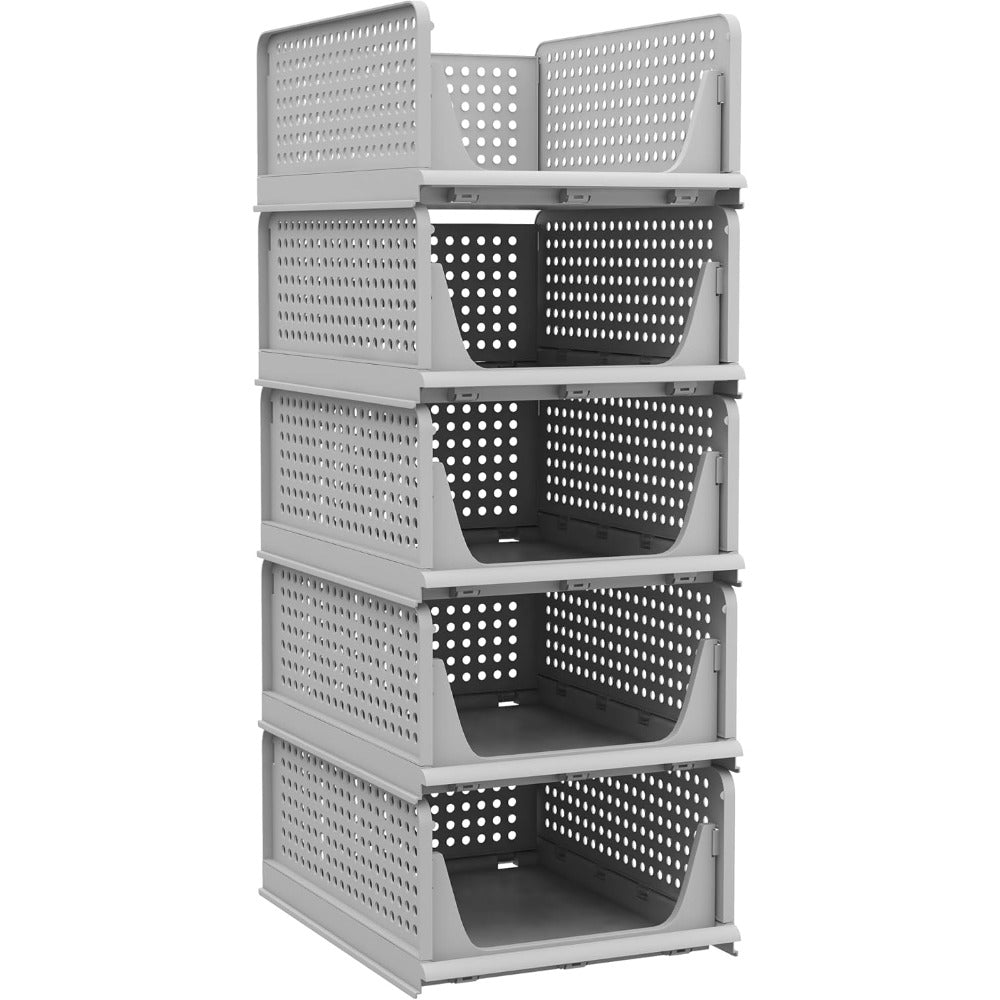 Folding Closet Organizers - 5 Pack Stackable Storage Bins
