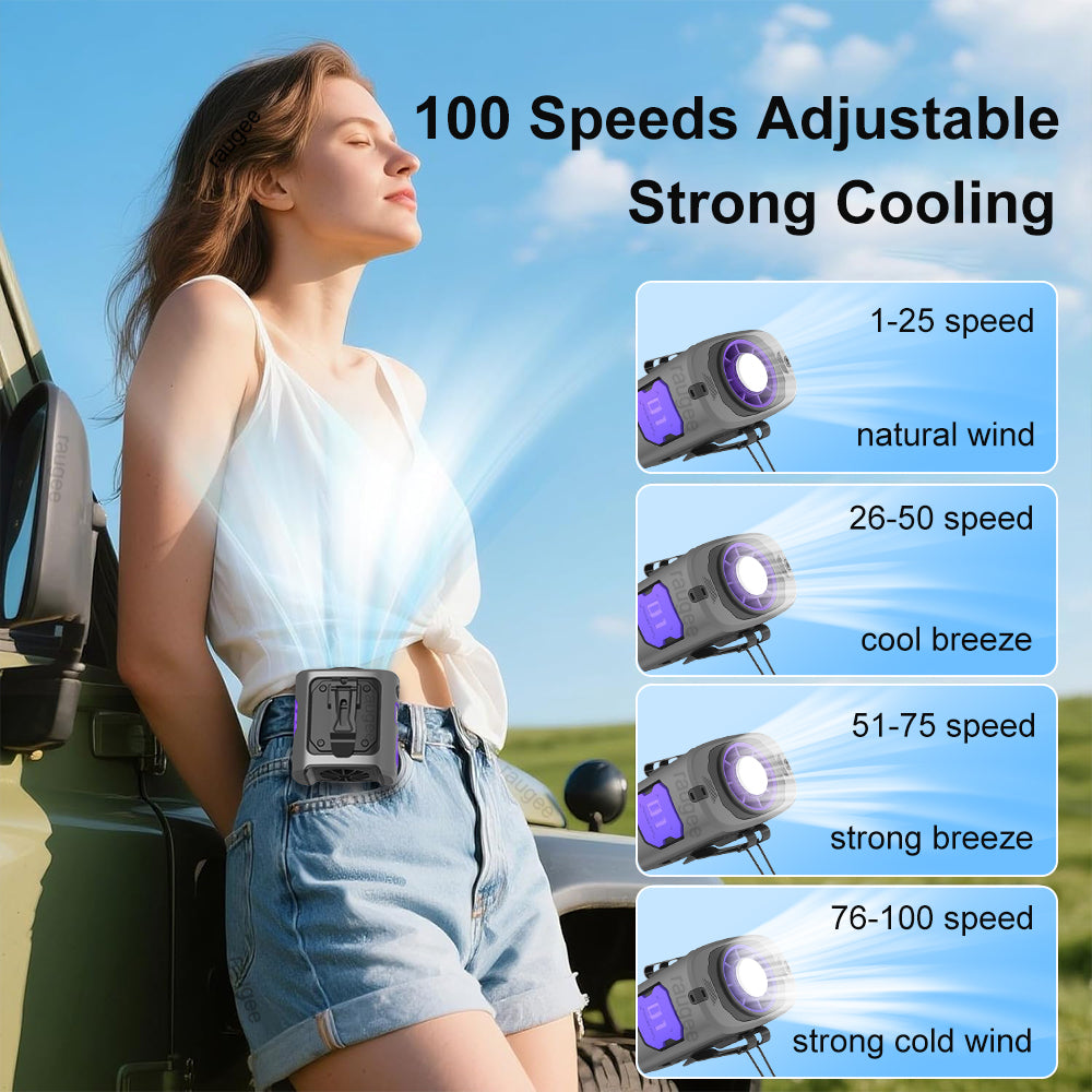 Portable Cooling Waist Fan 8000mAh USB Neck Fan Rechargeable