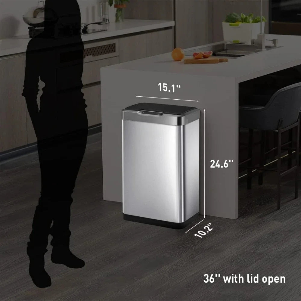 Touchless Motion Sensor Trash Can 50L Stainless Steel
