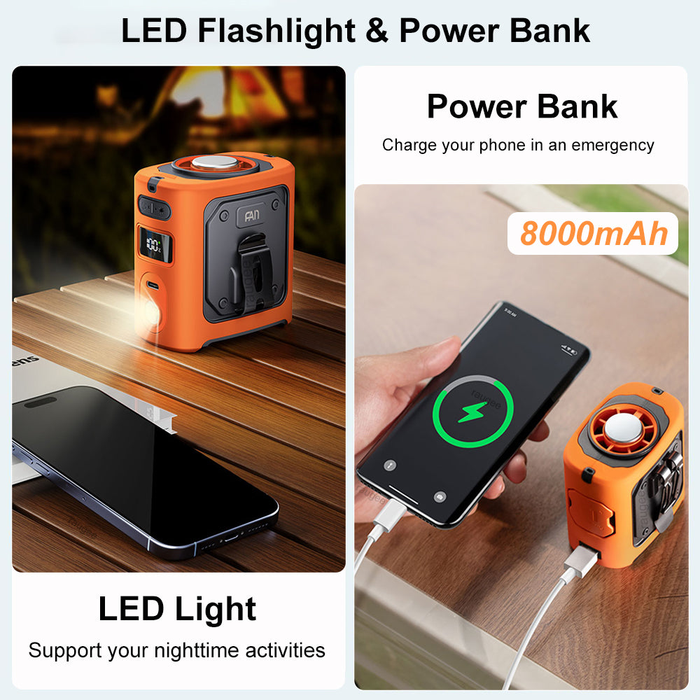 Portable Cooling Waist Fan 8000mAh USB Neck Fan Rechargeable