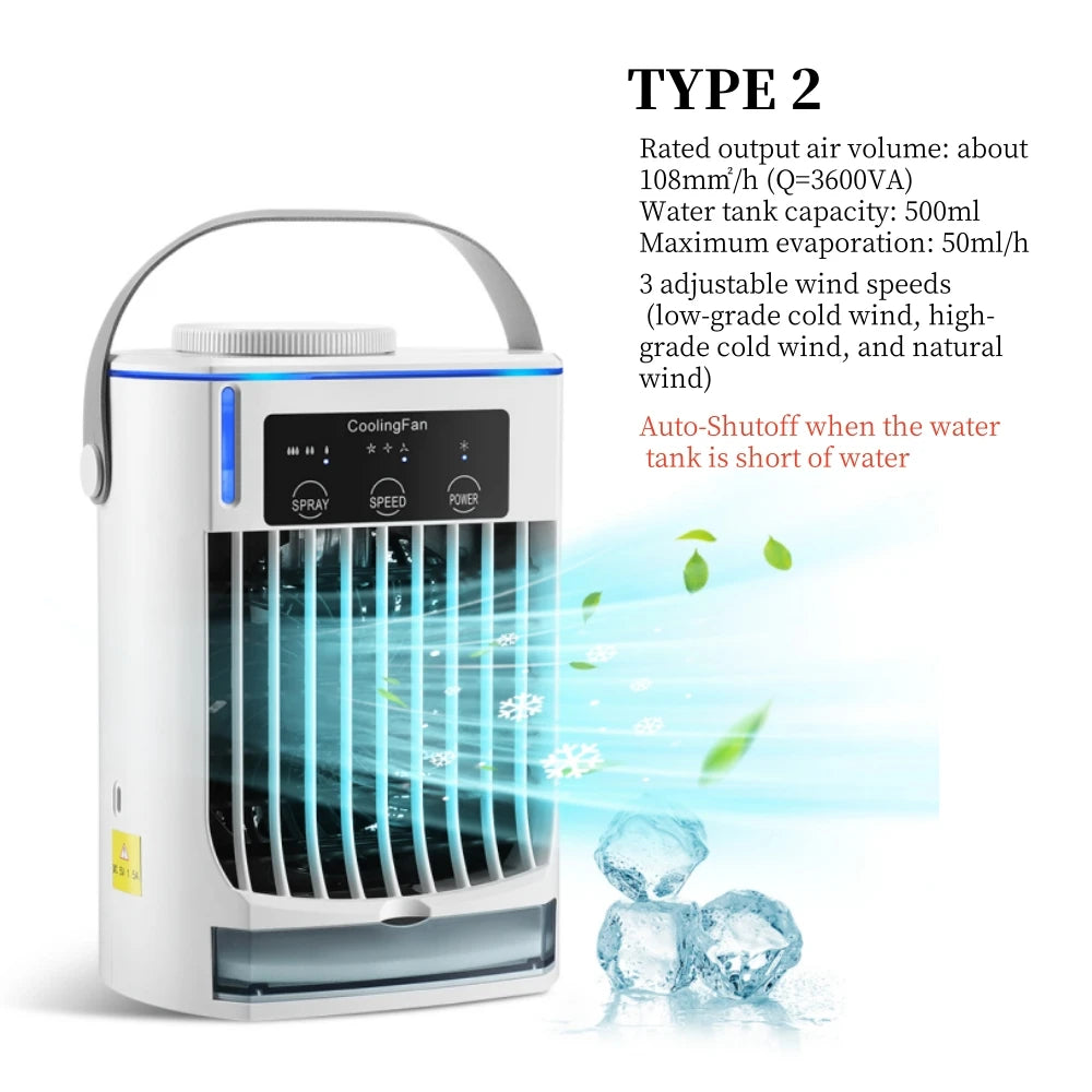 Desktop Air Cooler: LED Night Light & Portable Humidifier