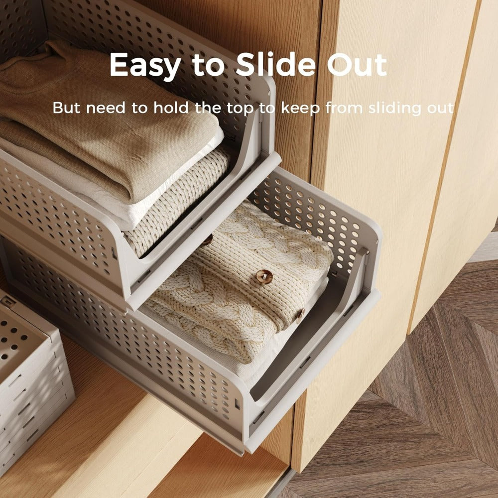 Folding Closet Organizers - 5 Pack Stackable Storage Bins