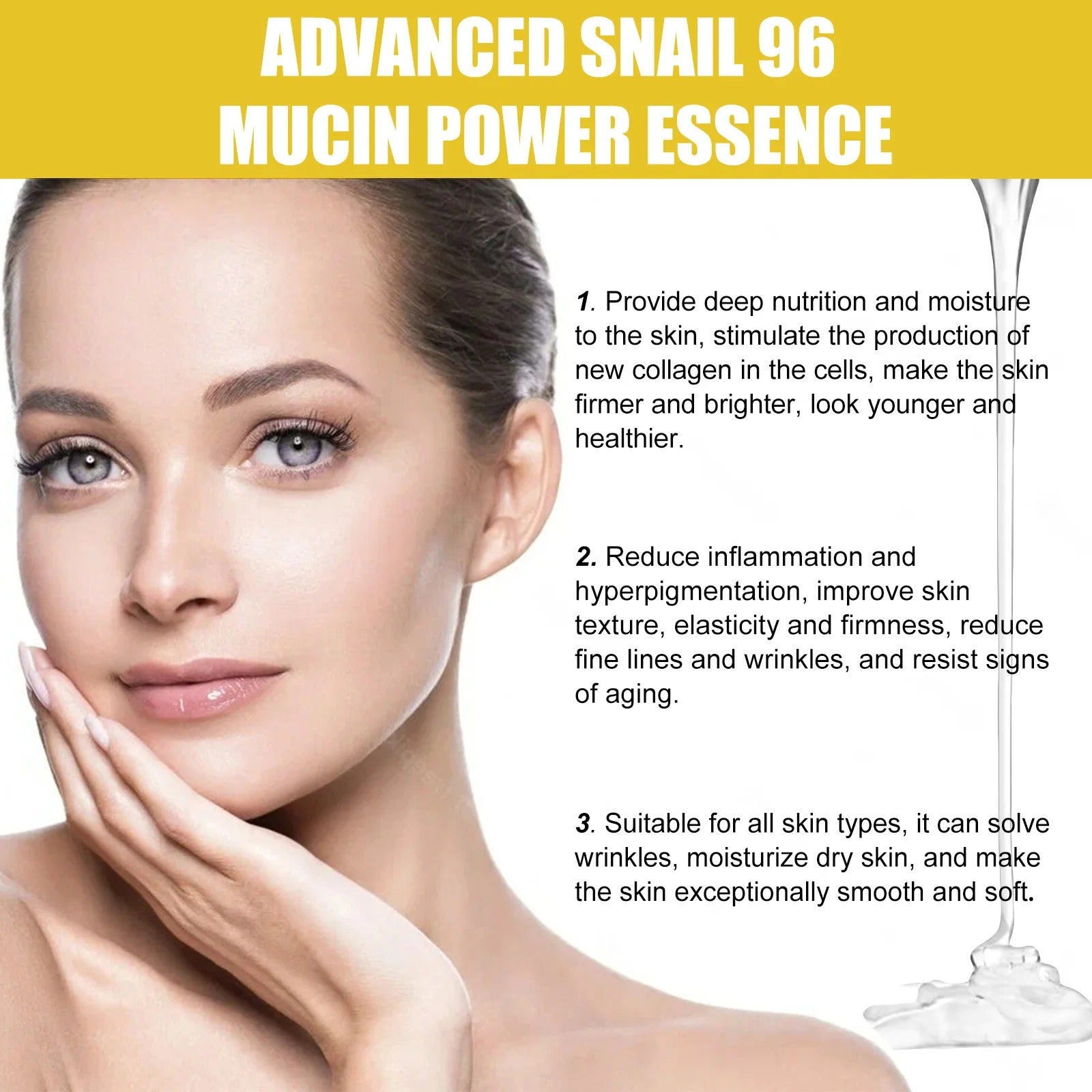Smoothing Wrinkle Snail Mucin Essence Face Cream Repairing Lift Firm Fade Fine Lines Brightening Skin Care Advanced Moisturizing