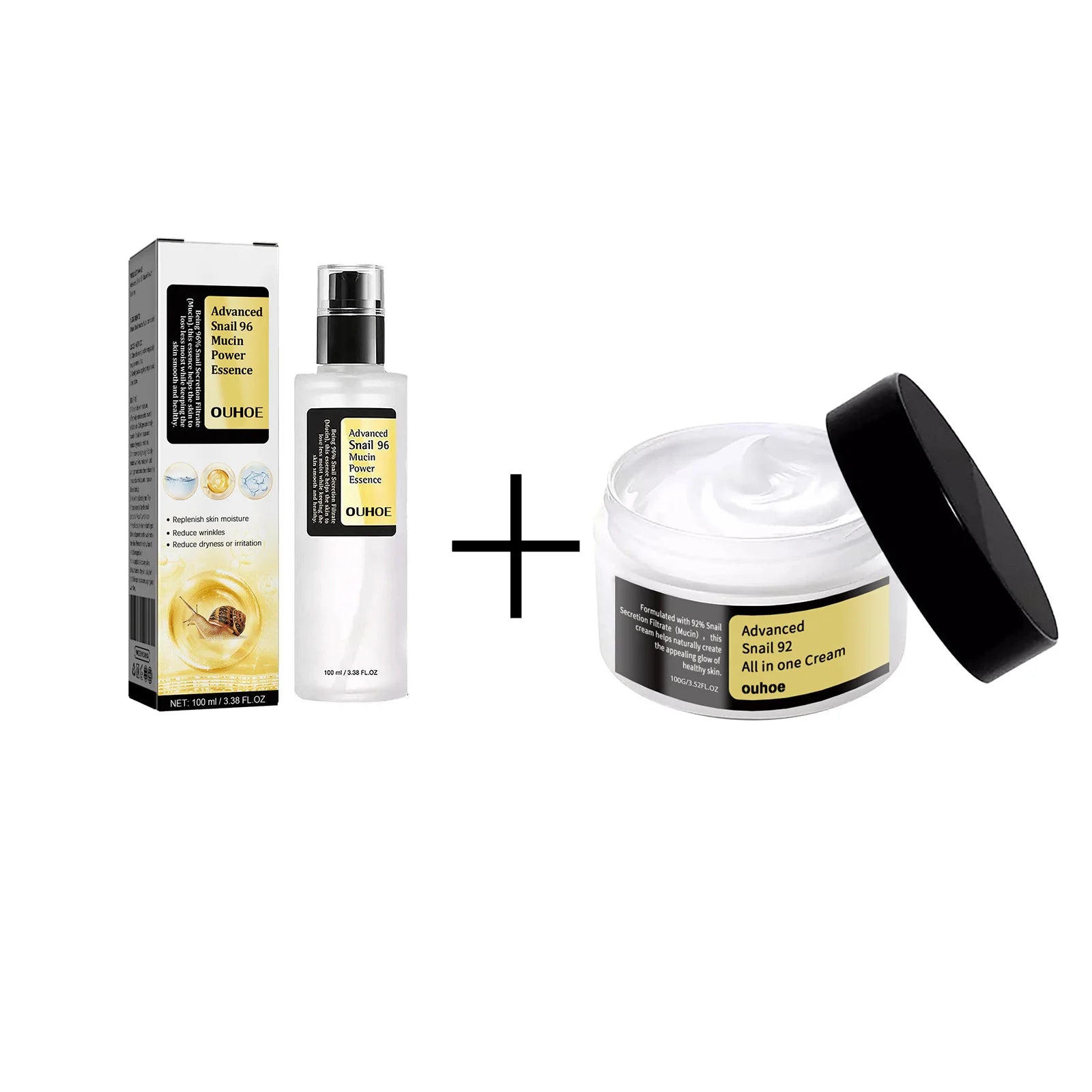 Smoothing Wrinkle Snail Mucin Essence Face Cream Repairing Lift Firm Fade Fine Lines Brightening Skin Care Advanced Moisturizing