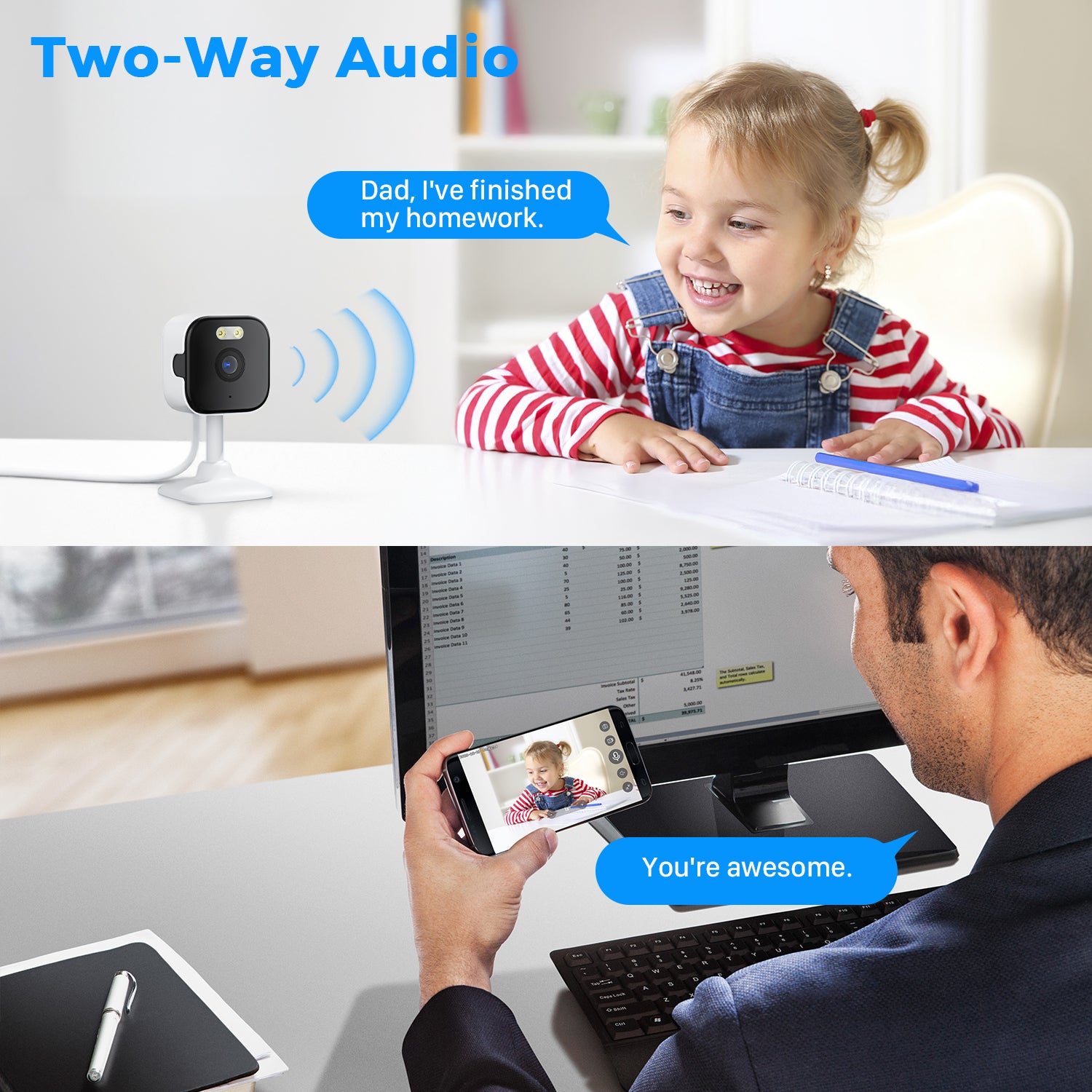 5MP / 2MP / 8MP 4K Mini WiFi Smart Home Security Camera HD Motion Detection Two-way Audio O-KAM Pro App & Support Alexa Google