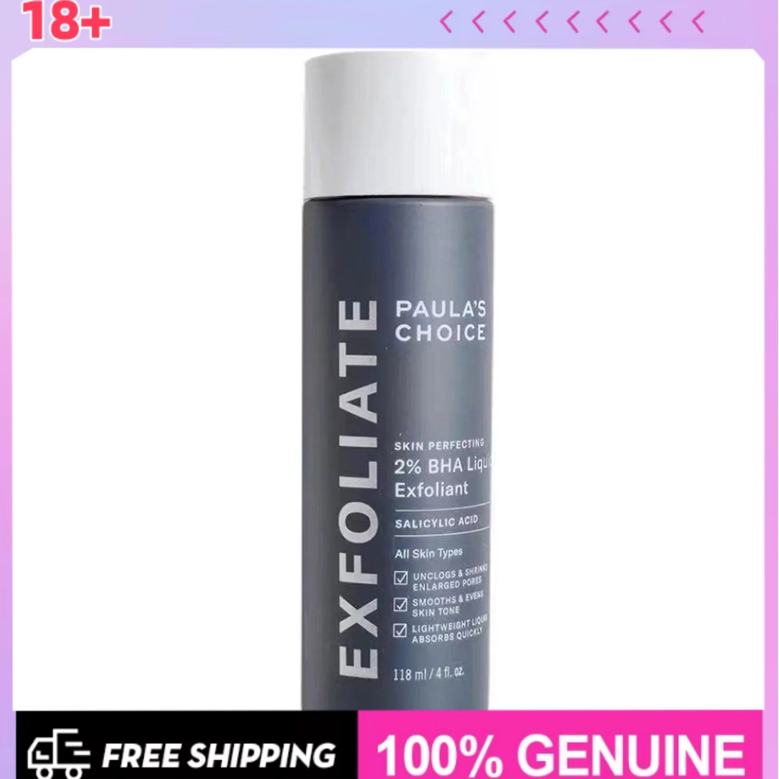 2% BHA Liquid Salicylic Acid Exfoliant-Facial Exfoliant for Enlarged Pores,Wrinkles & Fine Lines, Suitable for Blackhead-Prone S