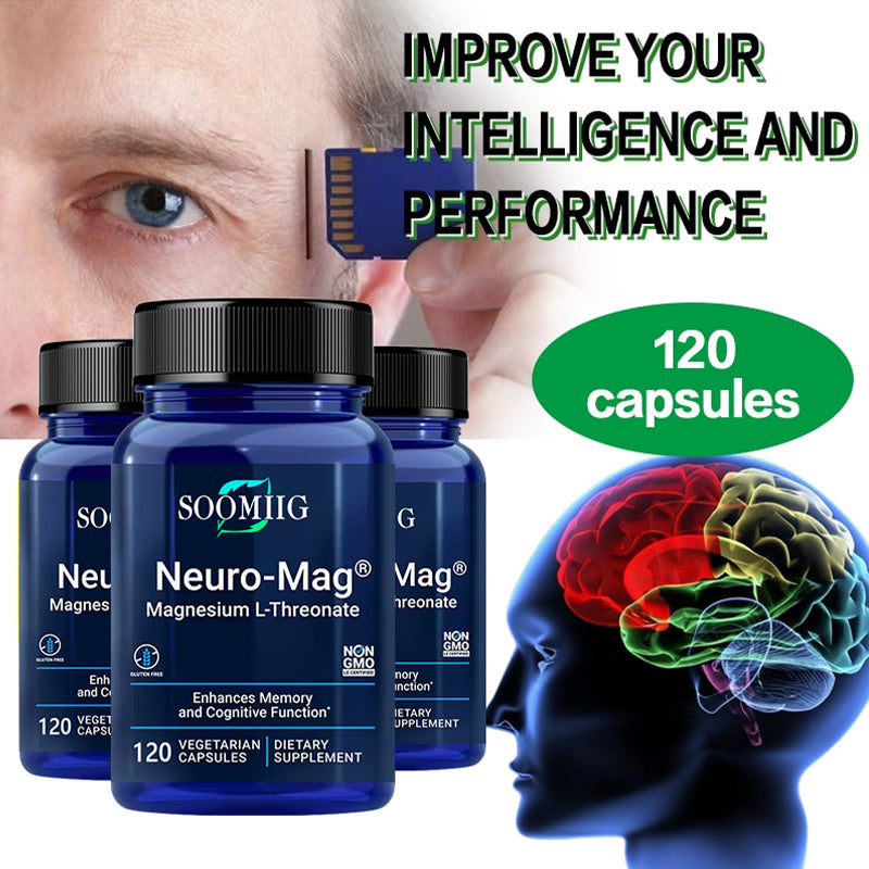 Soomiig Magnesium L-Threonate 2000 Mg, Memory and Cognitive Function Supplement, Fatigue Relief, Brain Health Supplement