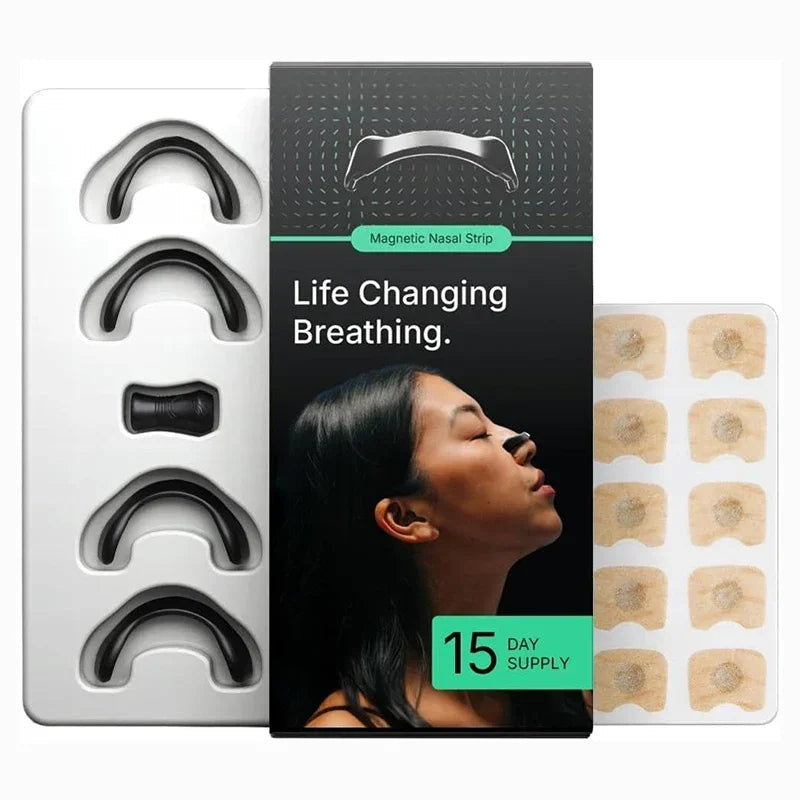 Skin Safe Nasal Strips,Nasal Dilator Intake Breathing Nasal Strip Starter Kit Boost Oxygen Reduce Snoring,Magnetic Nose Strips