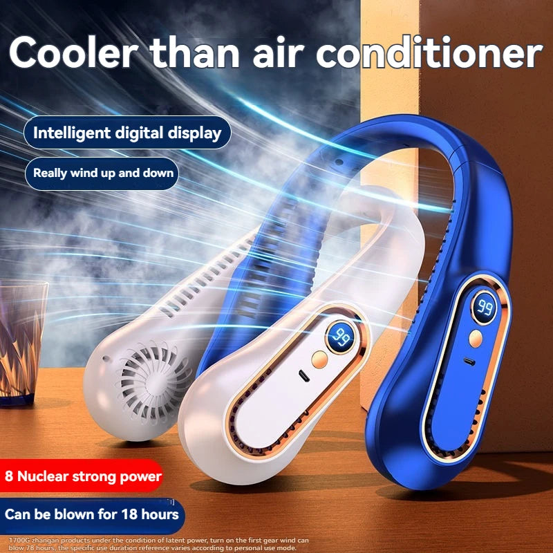 Portable Neck Bladeless Fan - USB Rechargeable & Silent