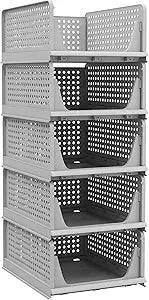 Folding Closet Organizers - 5 Pack Stackable Storage Bins