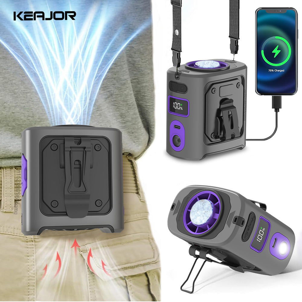Portable Cooling Waist Fan 8000mAh USB Neck Fan Rechargeable