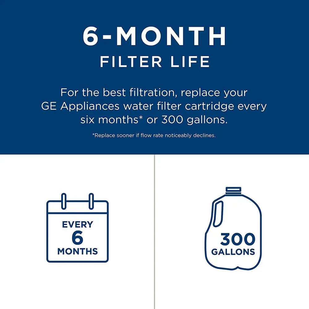GE Refrigerator Water Filter Replacement, High Capacity RPWFE/PFE/GFE Series, NSF Certified, Easy Install, 6-Month Lifespan