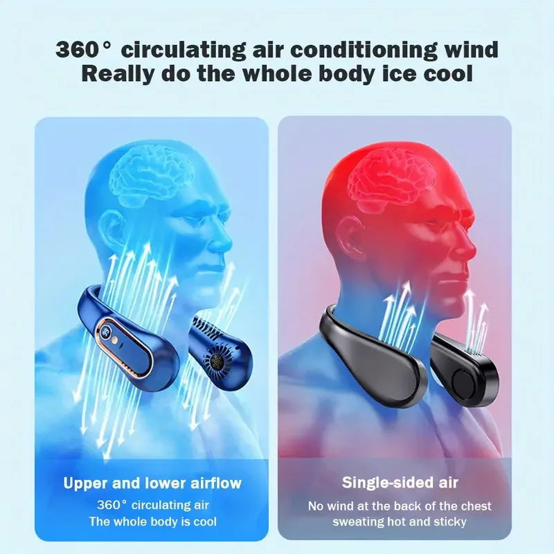 Portable Neck Bladeless Fan - USB Rechargeable & Silent