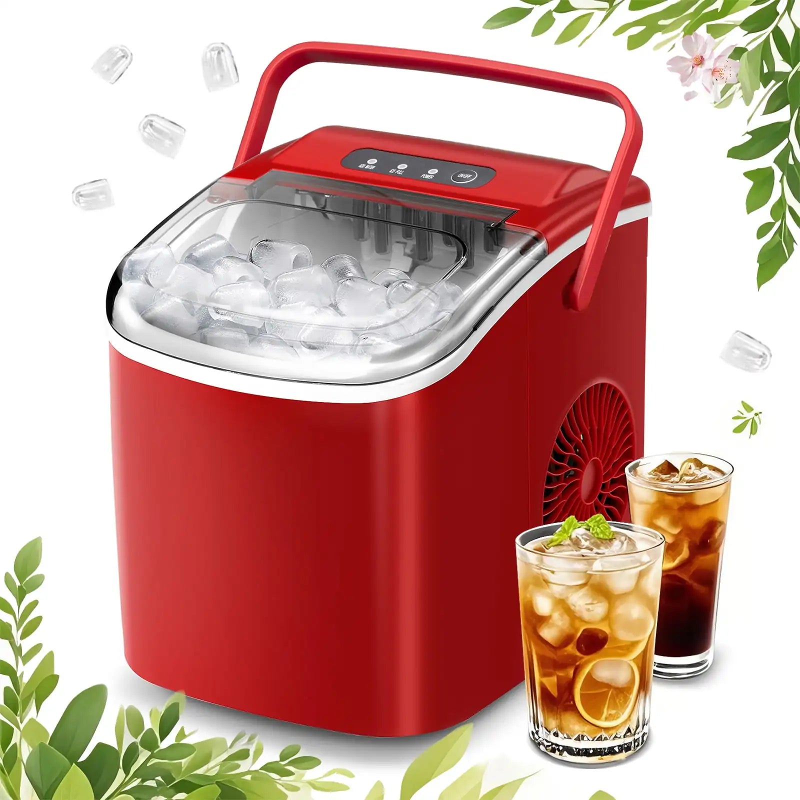 Auseo Pro Countertop Ice Maker, 2 Sizes of Bullet Ice, 26.5Lbs/24H, 9 Ice Cubes in 6 Mins, Portable Ice Machine, Self-Cleaning